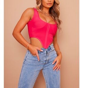 Hot Pink Bandage Rib Detail Corset